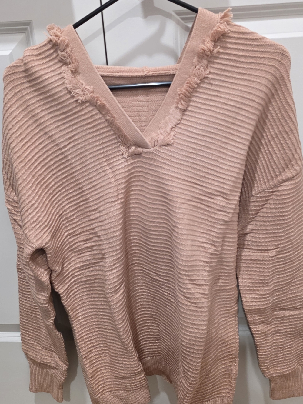 Source Unknown Dusty Pink V-Neck Ribbed Sweater
